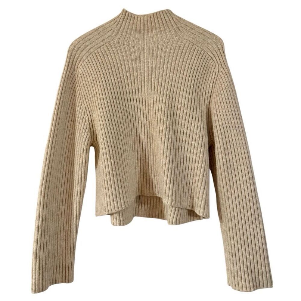 H&M cream ribbed high neck sweater size xs Cabin Core - Picture 2 of 10